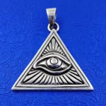 Pyramid Eye of Horus Pendant Sterling Silver Illuminati Necklace All Seeing Eye